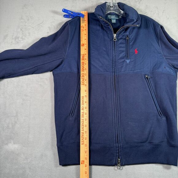 Polo Ralph Lauren Mens Hybrid Fleece Full Zip Jacket M Blue Performance Red Pony - Picture 5 of 8